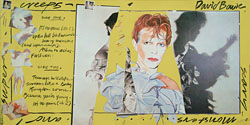 thumbnail link to original David Bowie Scary Monsters large RCA in-store display, yellow version.