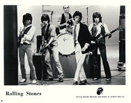 thumbnail link to original 1978 Rolling Stones Records black and white promo still, 10x8 inch, band performing for the video for Miss You