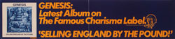thumbnail link to original Genesis Selling England By The Pound Charisma/Atlantic promo sticker